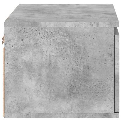 vidaXL Wall-mounted Bedside Cabinet with LED Lights Concrete Gery