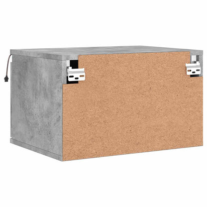 vidaXL Wall-mounted Bedside Cabinet with LED Lights Concrete Gery