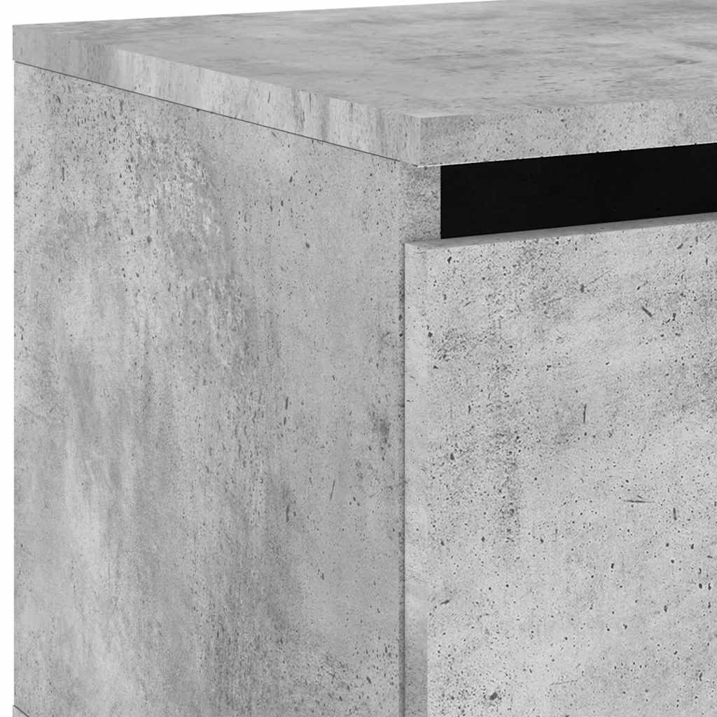 vidaXL Wall-mounted Bedside Cabinet with LED Lights Concrete Gery