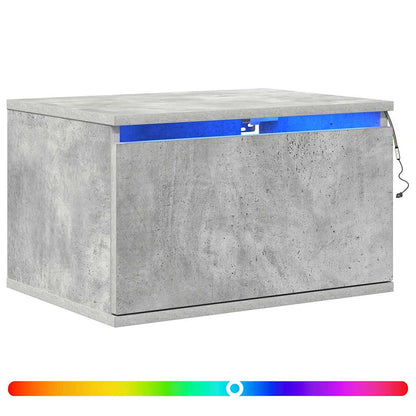 vidaXL Wall-mounted Bedside Cabinets with LED Lights 2 pcs Concrete Grey