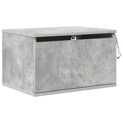 vidaXL Wall-mounted Bedside Cabinets with LED Lights 2 pcs Concrete Grey