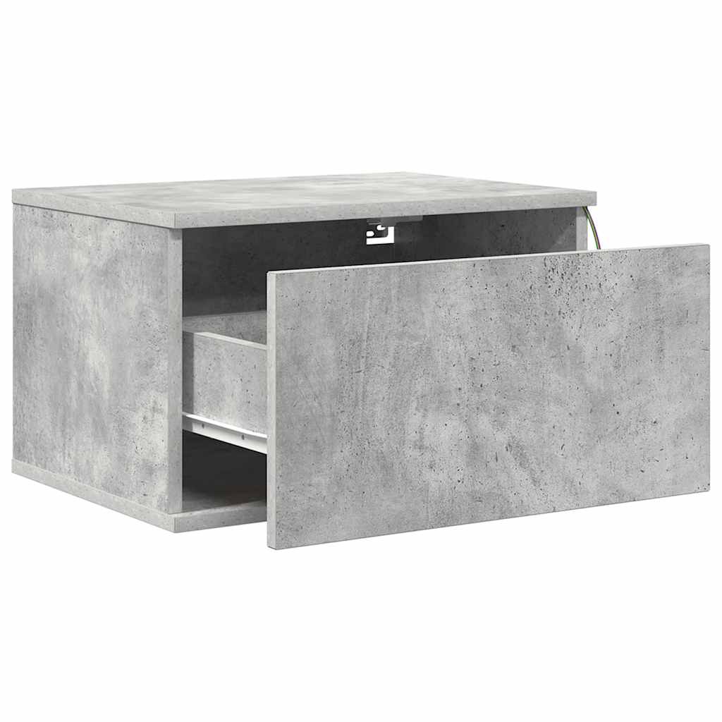 vidaXL Wall-mounted Bedside Cabinets with LED Lights 2 pcs Concrete Grey