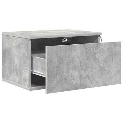 vidaXL Wall-mounted Bedside Cabinets with LED Lights 2 pcs Concrete Grey