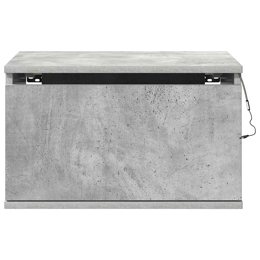 vidaXL Wall-mounted Bedside Cabinets with LED Lights 2 pcs Concrete Grey