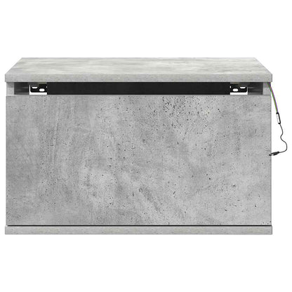 vidaXL Wall-mounted Bedside Cabinets with LED Lights 2 pcs Concrete Grey