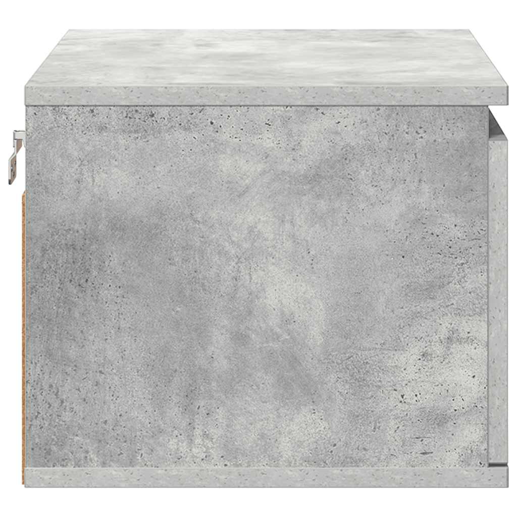 vidaXL Wall-mounted Bedside Cabinets with LED Lights 2 pcs Concrete Grey