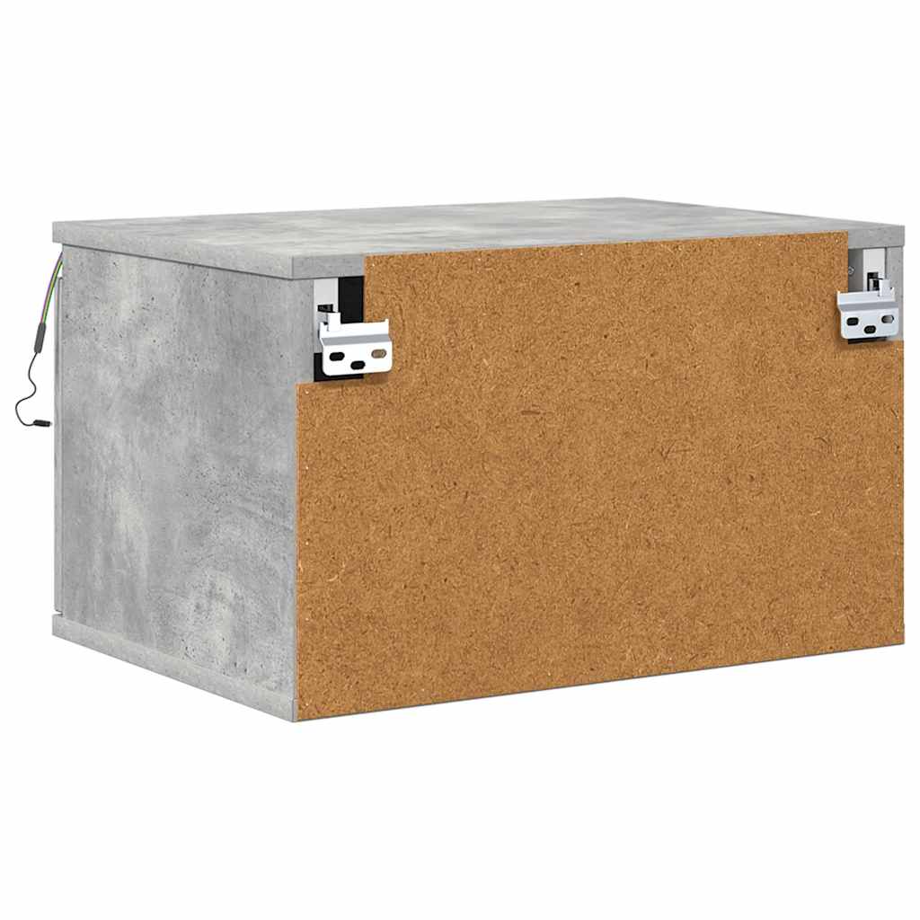 vidaXL Wall-mounted Bedside Cabinets with LED Lights 2 pcs Concrete Grey