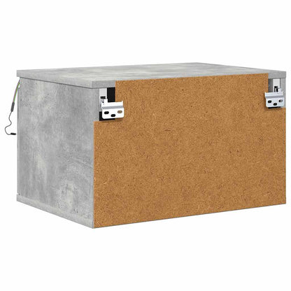 vidaXL Wall-mounted Bedside Cabinets with LED Lights 2 pcs Concrete Grey