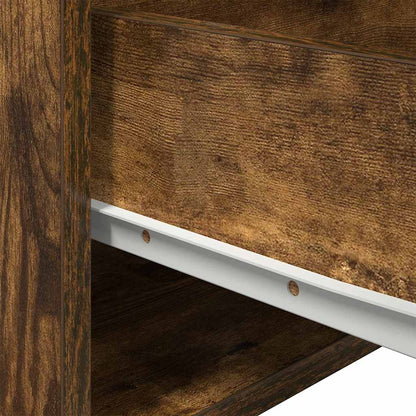vidaXL Wall-mounted Bedside Cabinet with LED Lights Smoked Oak