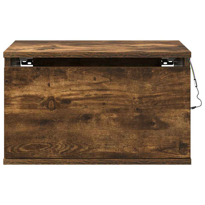 vidaXL Wall-mounted Bedside Cabinet with LED Lights Smoked Oak