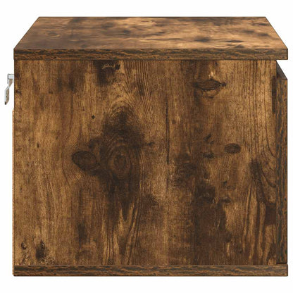 vidaXL Wall-mounted Bedside Cabinet with LED Lights Smoked Oak