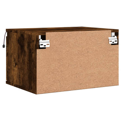 vidaXL Wall-mounted Bedside Cabinet with LED Lights Smoked Oak