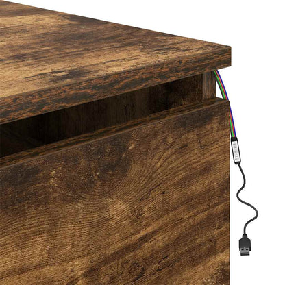vidaXL Wall-mounted Bedside Cabinets with LED Lights 2 pcs Smoked Oak