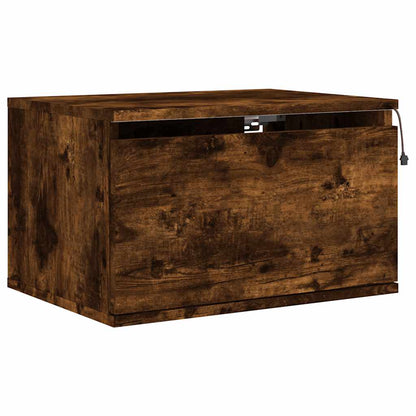 vidaXL Wall-mounted Bedside Cabinets with LED Lights 2 pcs Smoked Oak