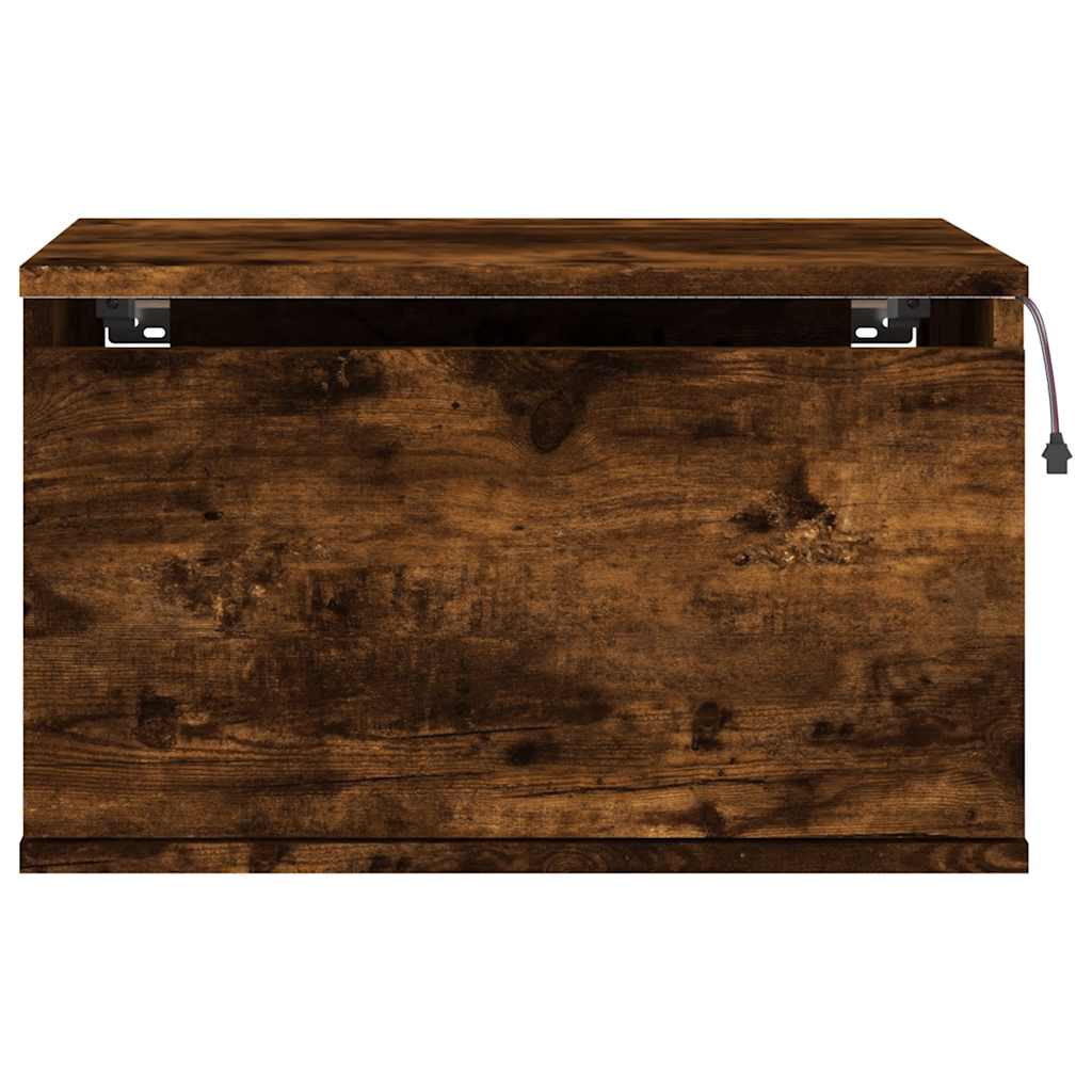 vidaXL Wall-mounted Bedside Cabinets with LED Lights 2 pcs Smoked Oak