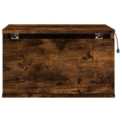 vidaXL Wall-mounted Bedside Cabinets with LED Lights 2 pcs Smoked Oak