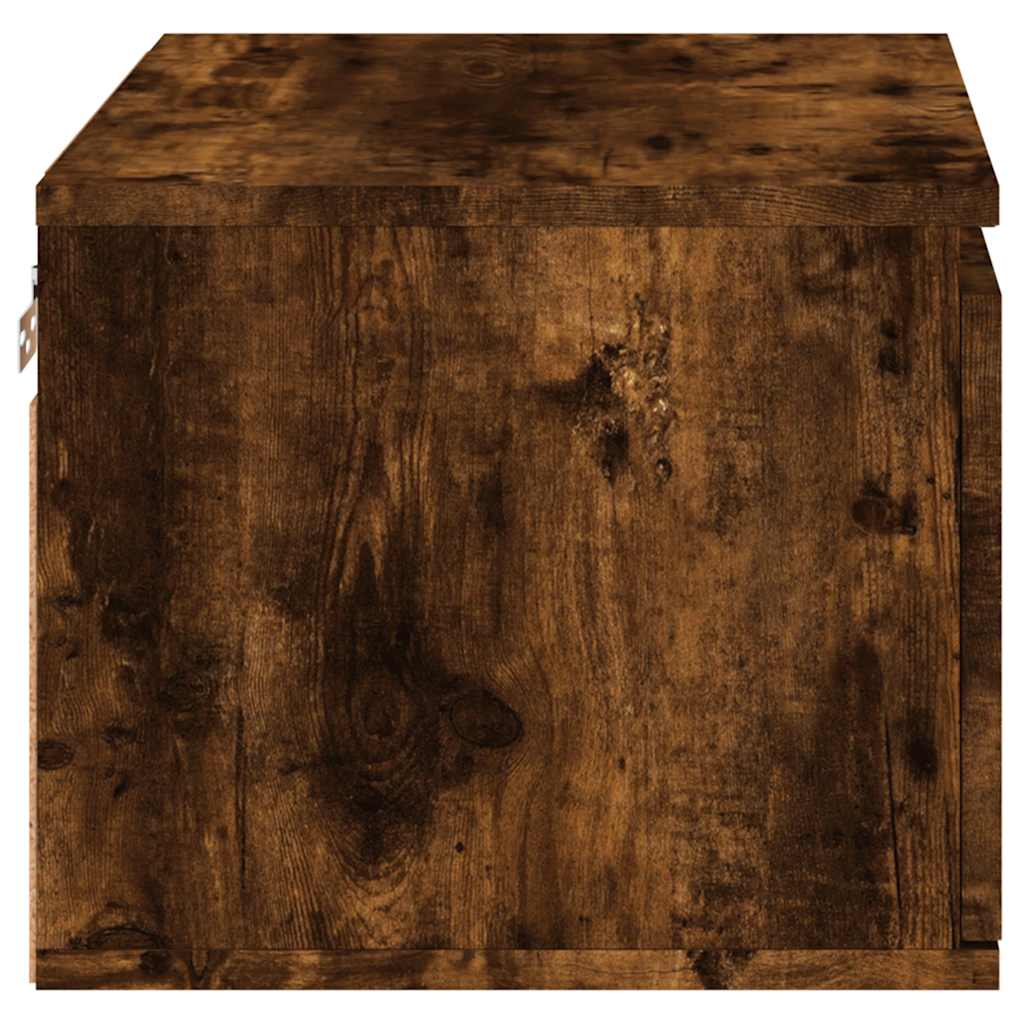 vidaXL Wall-mounted Bedside Cabinets with LED Lights 2 pcs Smoked Oak
