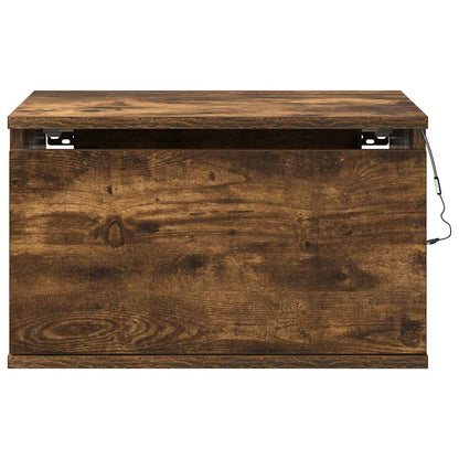 vidaXL Wall-mounted Bedside Cabinets with LED Lights 2 pcs Smoked Oak