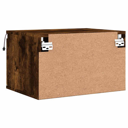 vidaXL Wall-mounted Bedside Cabinets with LED Lights 2 pcs Smoked Oak
