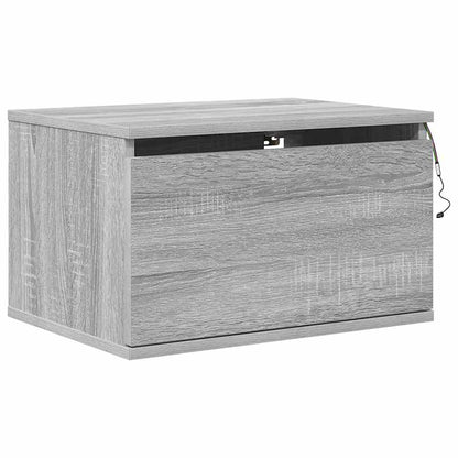 vidaXL Wall-mounted Bedside Cabinet with LED Lights Grey Sonoma