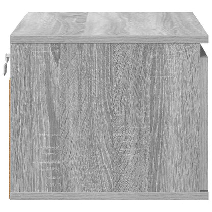 vidaXL Wall-mounted Bedside Cabinet with LED Lights Grey Sonoma