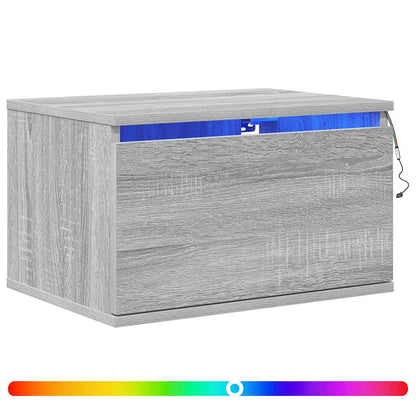 vidaXL Wall-mounted Bedside Cabinets with LED Lights 2 pcs Grey Sonoma