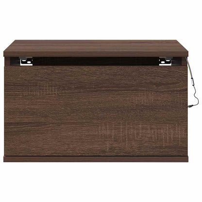 vidaXL Wall-mounted Bedside Cabinet with LED Lights Brown Oak