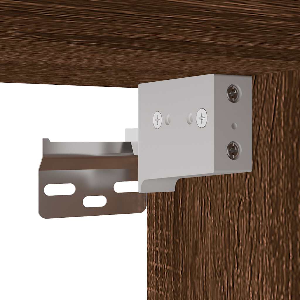 vidaXL Wall-mounted Bedside Cabinet with LED Lights Brown Oak