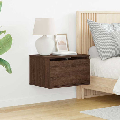 vidaXL Wall-mounted Bedside Cabinets with LED Lights 2 pcs Brown Oak