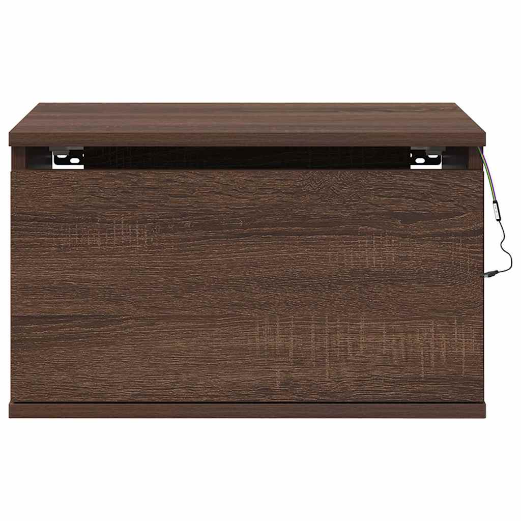 vidaXL Wall-mounted Bedside Cabinets with LED Lights 2 pcs Brown Oak