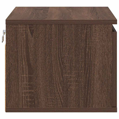 vidaXL Wall-mounted Bedside Cabinets with LED Lights 2 pcs Brown Oak