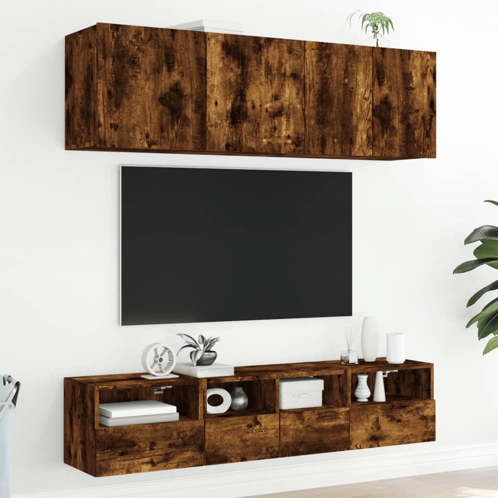vidaXL TV Wall Cabinets 2 pcs Smoked Oak 40x30x30 cm Engineered Wood