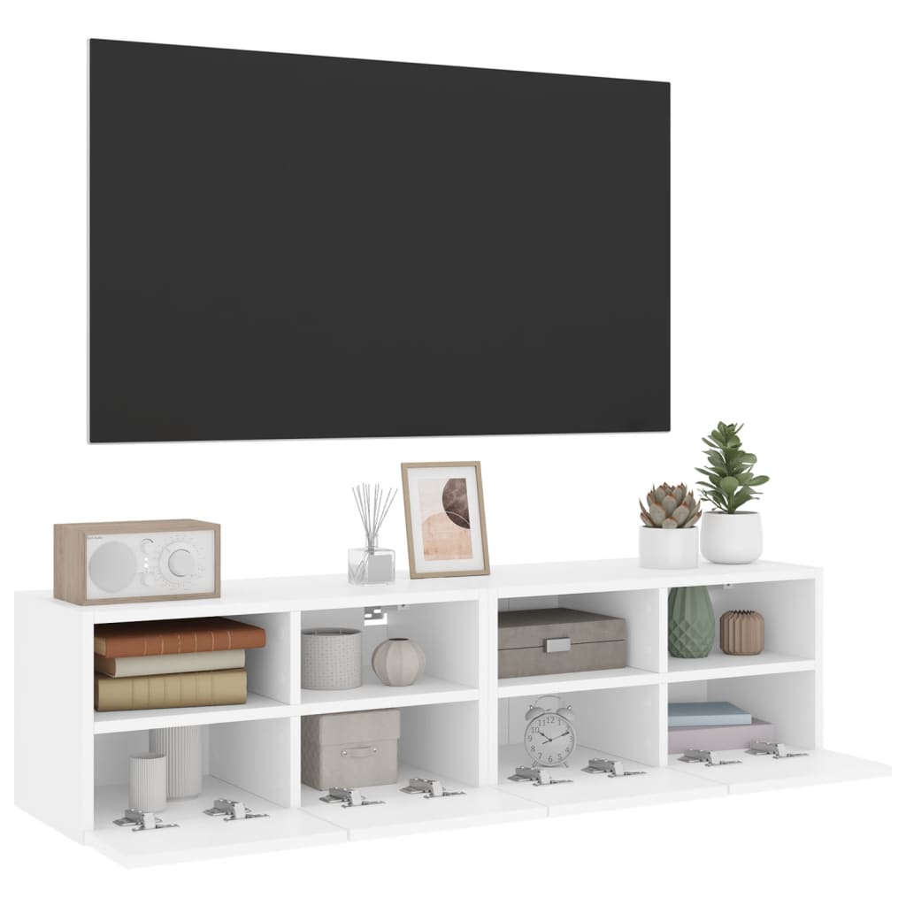 vidaXL TV Wall Cabinets 2 pcs White 60x30x30 cm Engineered Wood