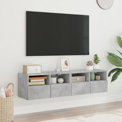 vidaXL TV Wall Cabinets 2 pcs Concrete Grey 60x30x30 cm Engineered Wood