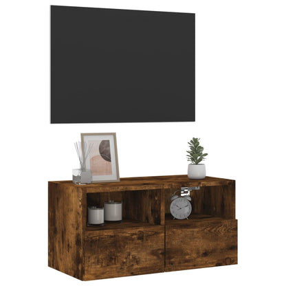 vidaXL TV Wall Cabinet Smoked Oak 60x30x30 cm Engineered Wood