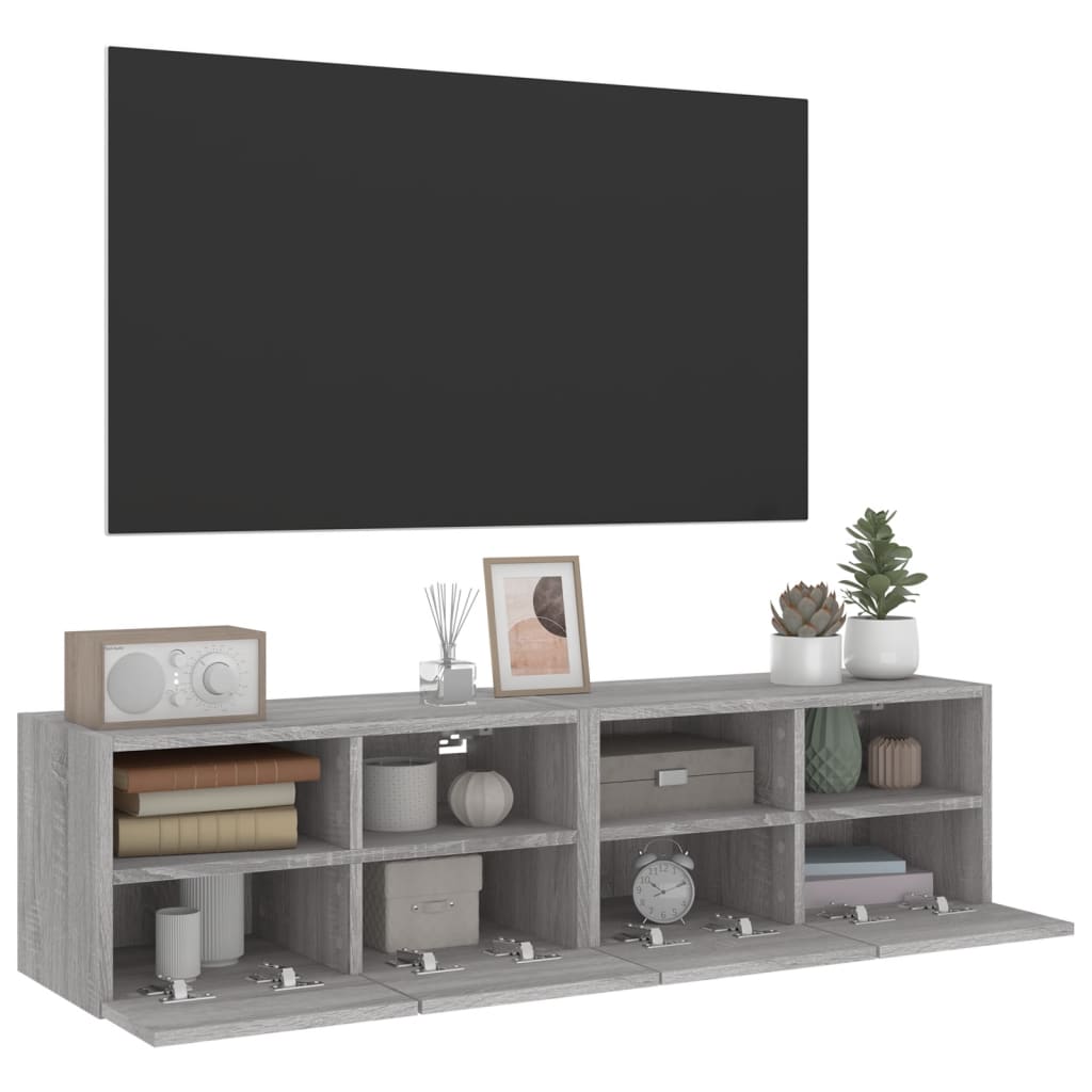vidaXL TV Wall Cabinets 2 pcs Grey Sonoma 60x30x30 cm Engineered Wood