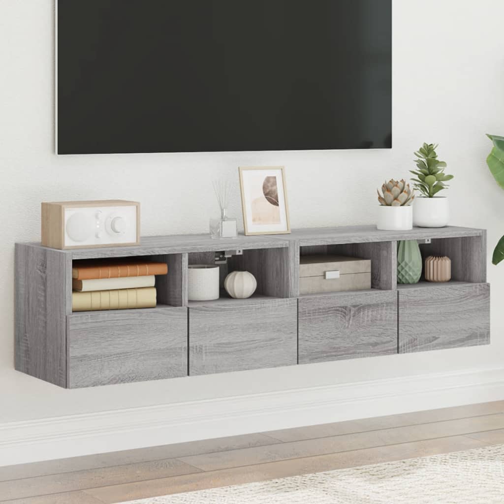 vidaXL TV Wall Cabinets 2 pcs Grey Sonoma 60x30x30 cm Engineered Wood