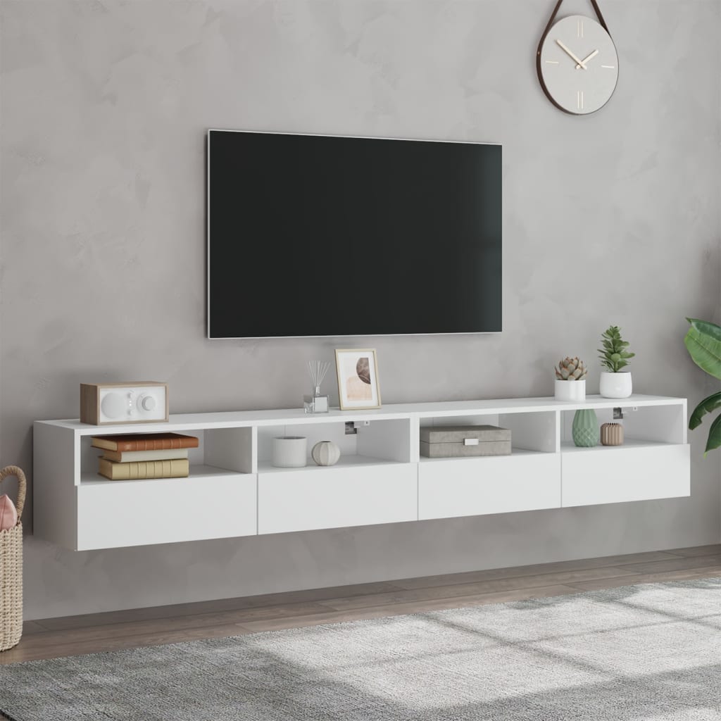 vidaXL TV Wall Cabinets 2 pcs White 100x30x30 cm Engineered Wood