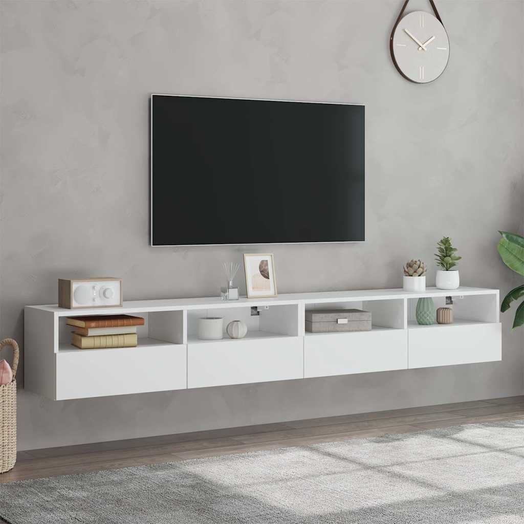 vidaXL TV Wall Cabinets 2 pcs White 100x30x30 cm Engineered Wood