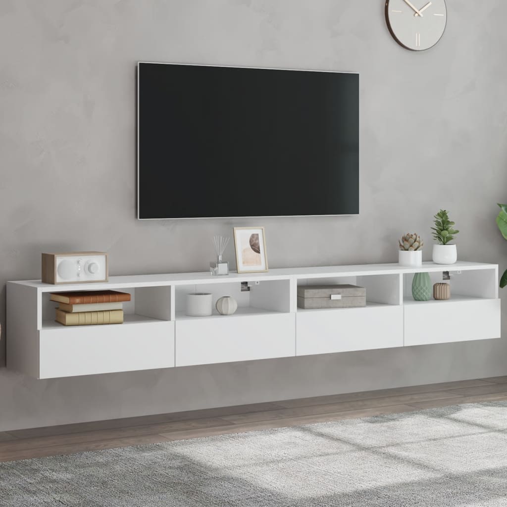 vidaXL TV Wall Cabinets 2 pcs White 100x30x30 cm Engineered Wood