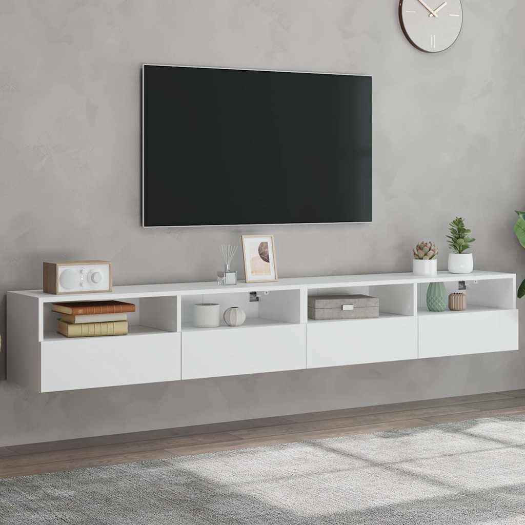 vidaXL TV Wall Cabinets 2 pcs White 100x30x30 cm Engineered Wood