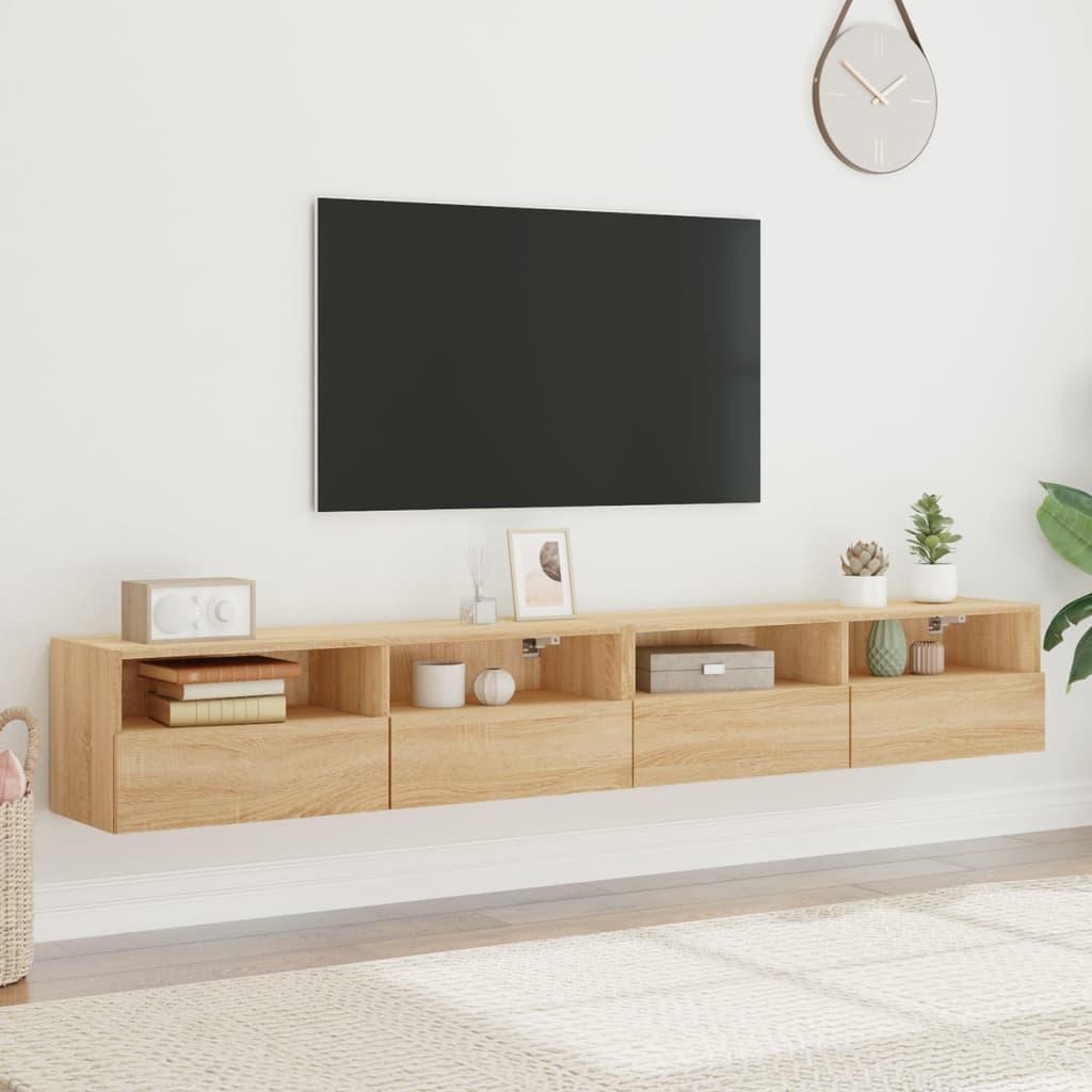 vidaXL TV Wall Cabinet | Set of 2 | Sonoma oak | Engineered wood | Medium