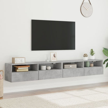vidaXL TV Wall Cabinet | Set of 2 | Concrete Grey | Engineered Wood | Medium