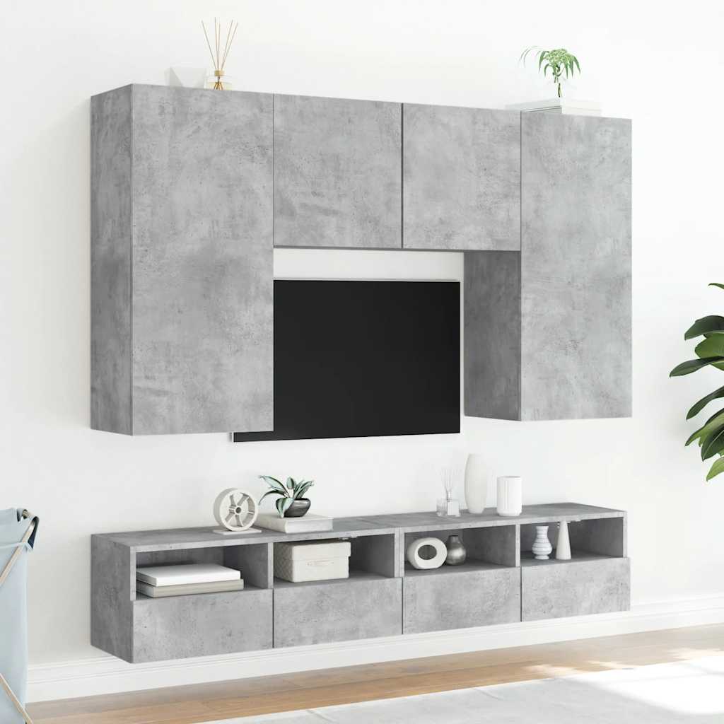 vidaXL TV Wall Cabinets 2 pcs Concrete Grey 100x30x30 cm