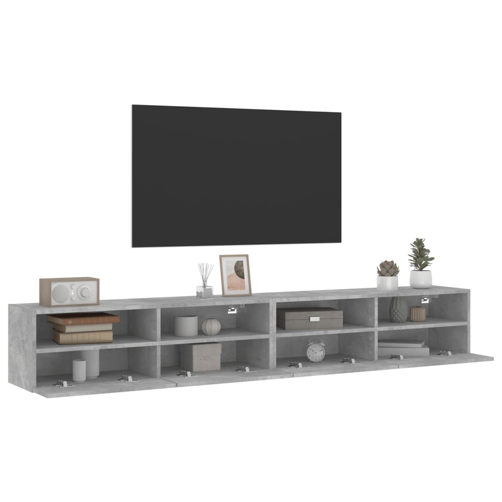 vidaXL TV Wall Cabinet | Set of 2 | Concrete Grey | Engineered Wood | Medium