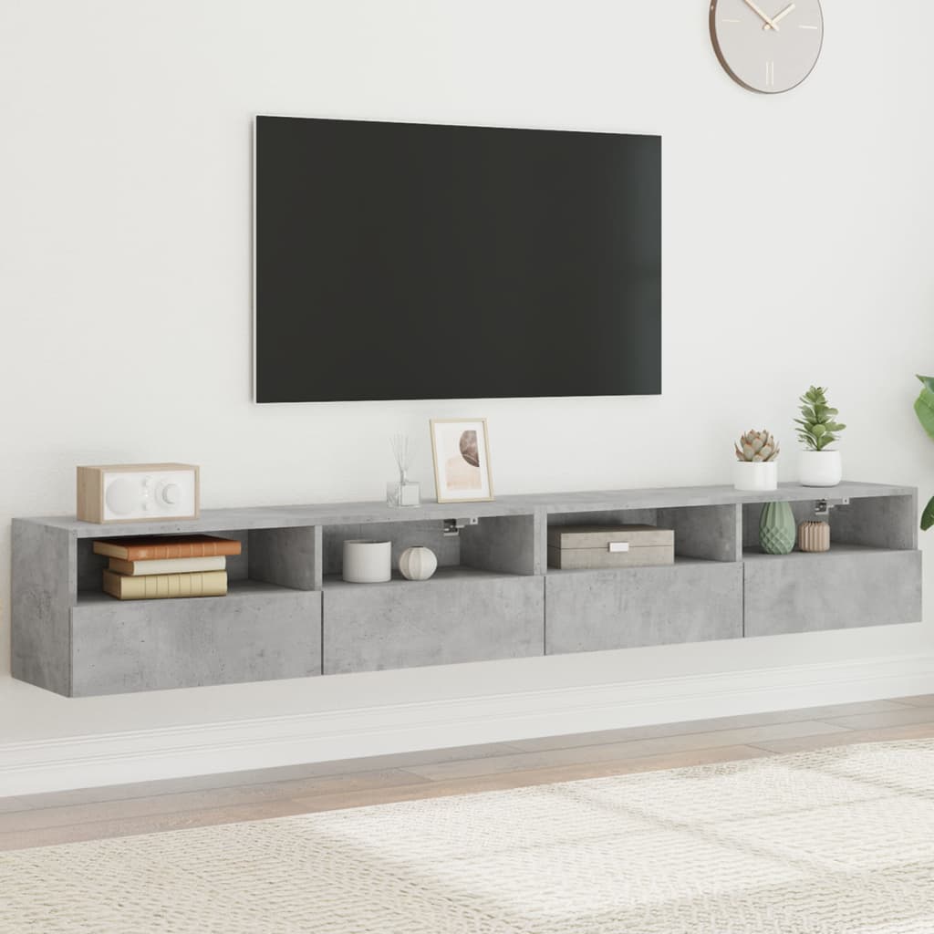 vidaXL TV Wall Cabinet | Set of 2 | Concrete Grey | Engineered Wood | Medium