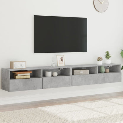 vidaXL TV Wall Cabinet | Set of 2 | Concrete Grey | Engineered Wood | Medium