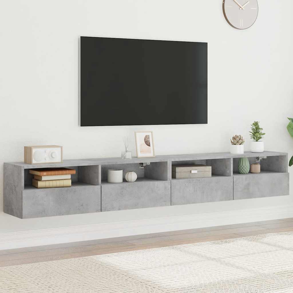 vidaXL TV Wall Cabinets 2 pcs Concrete Grey 100x30x30 cm