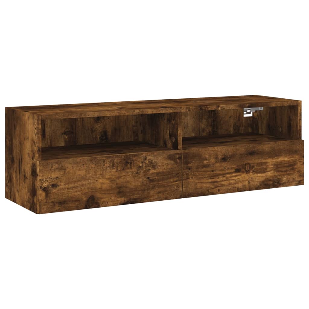 vidaXL TV Wall Cabinet Smoked Oak 100x30x30 cm Engineered Wood