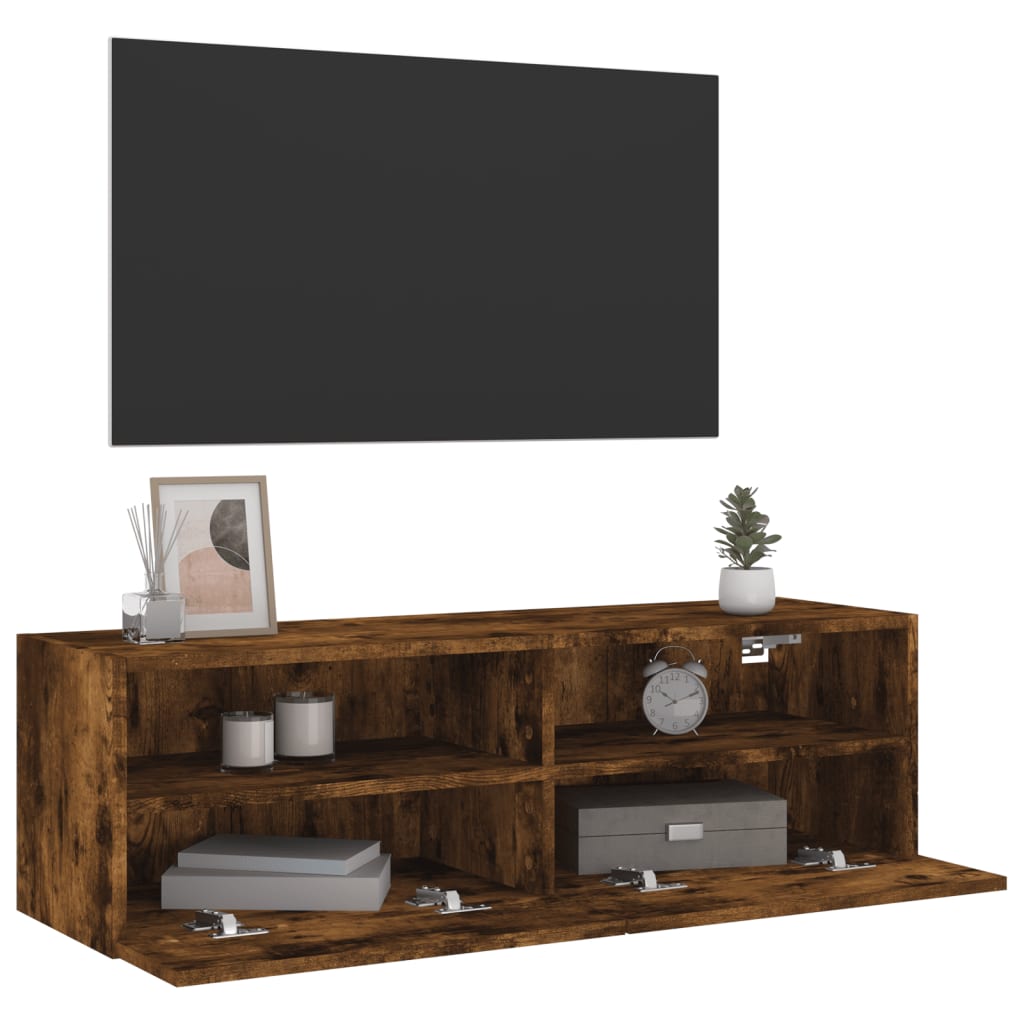 vidaXL TV Wall Cabinet Smoked Oak 100x30x30 cm Engineered Wood